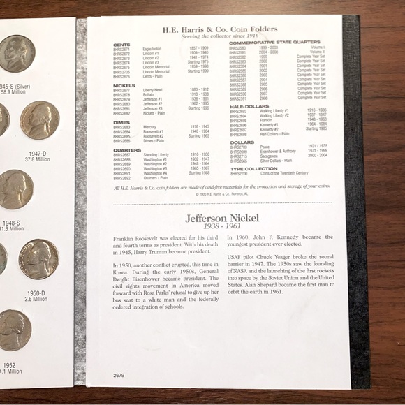 Jefferson Nickel 1938-1961 Coin Folder Full Collection Only $5.95 S&H! - Picture 3 of 13